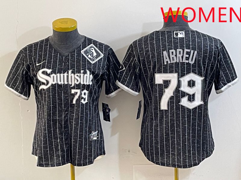 Women Chicago White Sox #79 Abreu Black Stripe City Edition Game 2025 Nike MLB Jersey style 2->philadelphia phillies->MLB Jersey